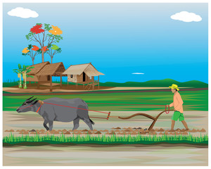 Obraz premium lifestyle of farmer vector design