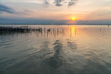 Naklejka na ściany i meble Sunset view for Ko Yo Island, Songkhla, South Thailand.