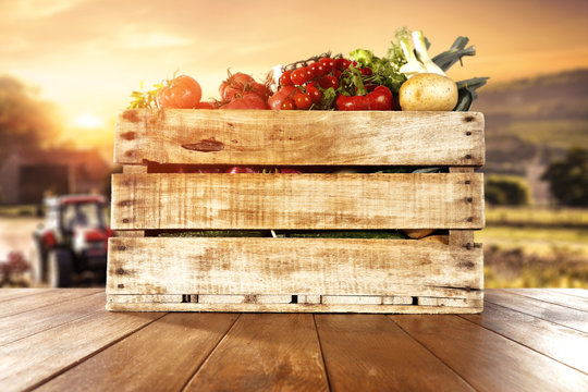 vegetables and sunset 