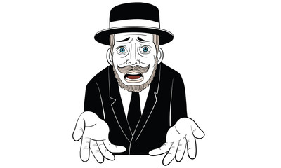 mustache man in black suit action