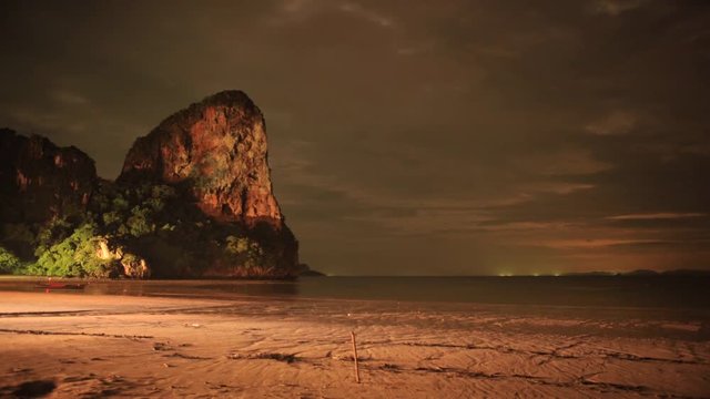 railay spiaggis  notturno timelapse 