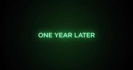 Glitchy Futuristic Action Movie Credit Text   One Year Later