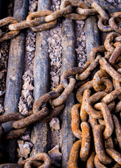 Rusty chain at construction site