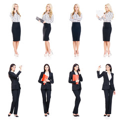 Obraz premium Set of beautiful, attractive businesswoman isolated on white. Business, career success concept.
