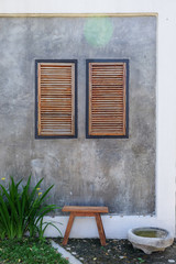Fototapeta na wymiar Chair & Window wood with with wood wall style.