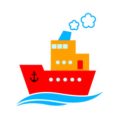Ship vector icon on white background, isolated object
