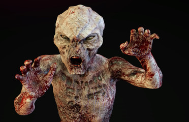 Naklejka premium 3D Illustration of a zombie vampire monster render