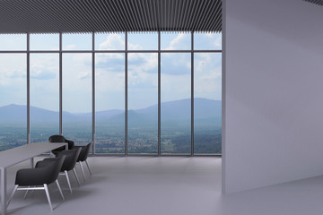 Tilt wall Office and chairs in the meeting room, panoramic window