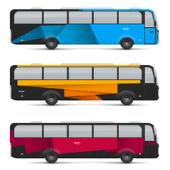 Mockup of passenger bus. Design templates for transport. Branding for advertising and corporate identity. Graphics elements for business or inspiration.