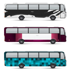 Mockup of passenger bus. Design templates for transport. Branding for advertising and corporate identity. Graphics elements for business or inspiration.