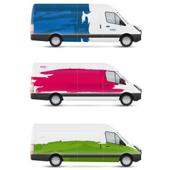 Mockup white bus. Set of design templates for transport. Branding for advertising, business and corporate identity.