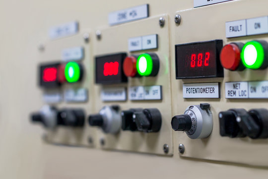 Technical display on control panel with electric devices,light