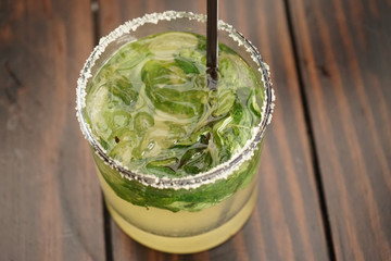 Mojito is a traditional Cuban highball. Traditionally, a mojito is a cocktail that consists of five ingredients: white rum, sugar, lime juice, soda water, and mint.