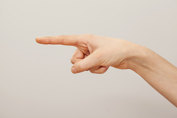 Woman hand showing left