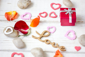 Fototapeta na wymiar Valentine's day gift with hearts.