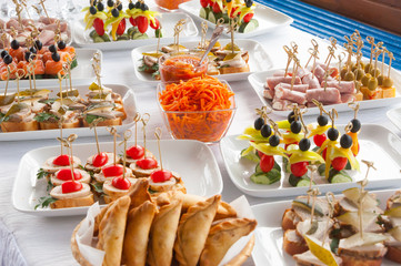 canapes on the white plates