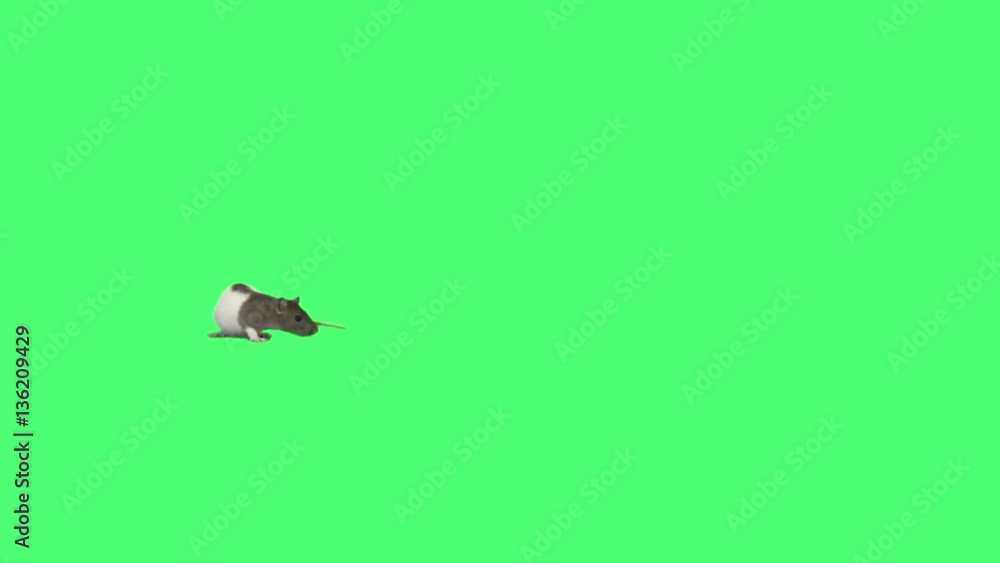 Poster rat running on green background