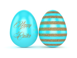 3d rendering of Easter glitter and turquoise eggs