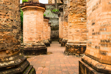 Fototapeta na wymiar The brick ruins of an old temple in Vietnam, tourist, Nha Trang