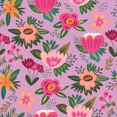 Vector seamless pattern of vintage flowers. Endless background. Use for wallpaper,pattern fills, web page background.