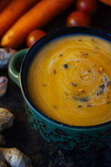 Ginger soup with vegetables and spices.