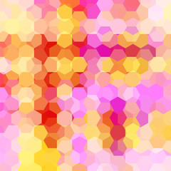 Vector background with hexagons. Can be used in cover design, book design, website background. Vector illustration. White, red, yellow, pink colors.