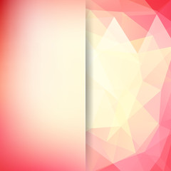 Background of geometric shapes. Blur background with glass. Light mosaic pattern. Vector EPS 10. Vector illustration. White, yellow, pink colors.