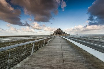Foot bridge to Mont Saint Michel in France