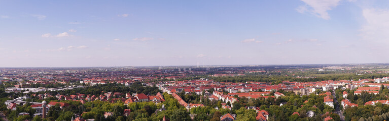 Die Stadt Leipzig vom Völkerschlacht Denkmal aus  gesehen