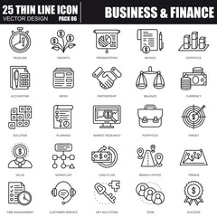 Thin line banking and finance icons