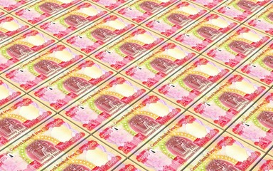 Iraqi dinars bills stacked background. 3D illustration.