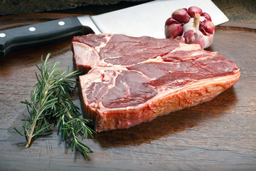 Raw steak t-bone