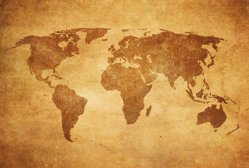 grunge-kaart van de wereld