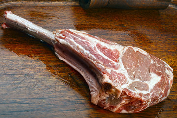 Tomahawk steak raw