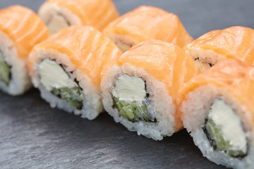 fish sushi avocado cheese, sesame