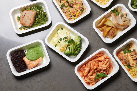 delivery sets of healthy and delicious food in boxes