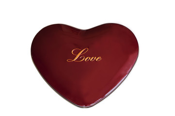 valentine's day/red gift box shaped heart isolated on a white background