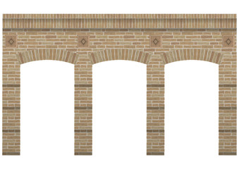 Vintage arcade of the masonry. Wall and facade of the old brick. Vector graphics