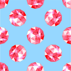 seamless pattern of realistic red ruby gems. Vector illustration.