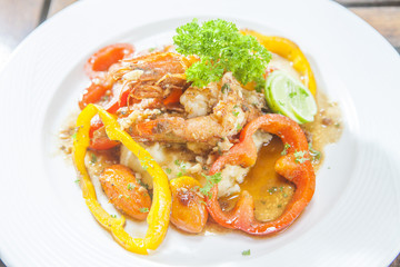 Mashed potato with shrimps