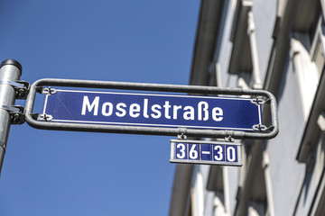 Street name Moselstrasse at the enamel sign