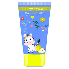 Fototapeta premium Baby cream tube with kids design