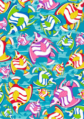 Cute Cartoon Tropical Fish Pattern