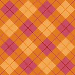 Behang Bias Plaid naadloos patroon in oranje en roze. © Lisa Fischer