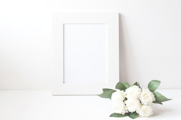 Picture Frame With Flower Bouquet. - obrazy, fototapety, plakaty