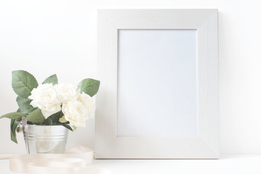Picture Frame With Flower Bouquet.