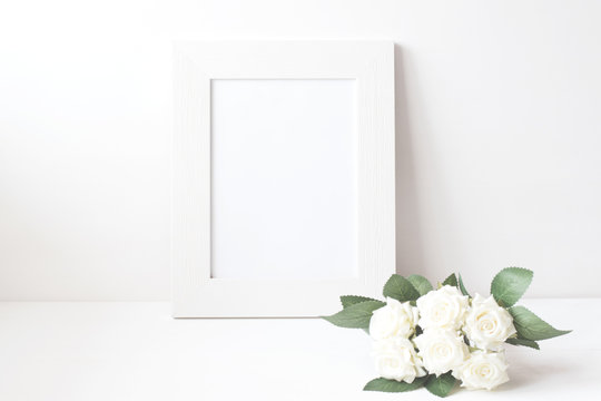 Picture Frame With Flower Bouquet.