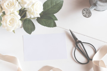 Blank Card With Flower Bouquet.