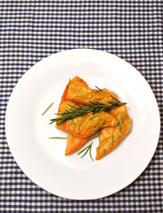 Fried chicken with a rosemary