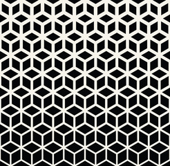 Abstract sacred geometry black and white grid halftone cubes pattern